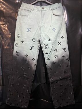 Louis Vuitton LV Ice Blue Gradient Monogram Jeans Mens Size 32